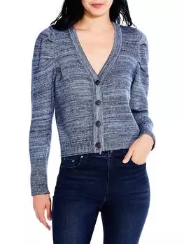 Harvest Cardigan Womens Button Up Осенний кардиган Свитер Nic + Zoe, синий/мультиколор