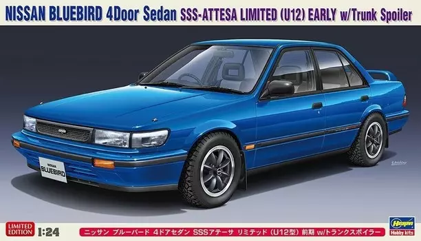 Hasegawa 20562 Nissan Bluebird 4-дверный седан SSS-Attesa Limited (U12) Early со спойлером багажника 1/24 Inna marka
