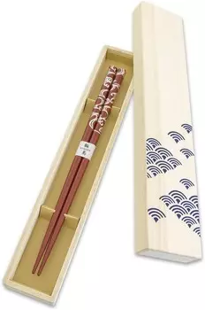 Хасимото-Кусаку Вадзима Японские натуральные лакированные деревянные палочки для еды, многоразовые в подарочной упаковке, сезонные пейзажи Джиннонами Вермилион, сделано в Японии, ручная работа Hashimoto-Kousaku Sikkiten, Vermilion