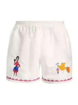 Хазарские шорты с вышивкой Harago, белый