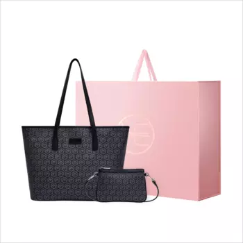 HE BAO BAO Сумка-шоппер из поливинилхлорида ПВХ, женская, черно-серая