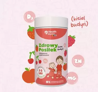 HealthGuard Kids: здоровое питание, обогащенное добавками! - КЛУБНИКА, 500г, желе/пудинг, (состав: КУЗУ, СУПЕРФУДЫ, ВИТАМИН D3, МАГНИЙ, ЦИНК) Inna Marka