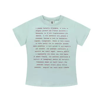 Heartboon Женская футболка, Красные буквы на голубом фоне, свободная модель.