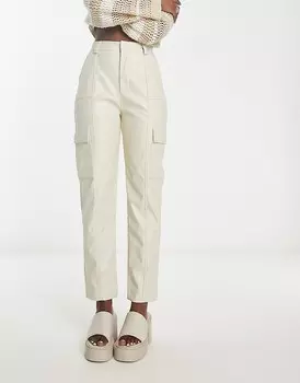 Heartbreak – Брюки-карго из искусственной кожи кремово-белого цвета