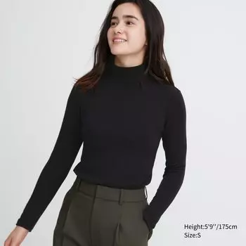HEATTECH Ультра теплая термотопка с высоким воротником и длинными рукавами Uniqlo, черный