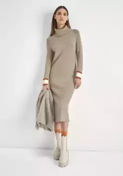 HECHTER PARIS трикотажное платье с полосками на рукавах, цвет Sand Melange