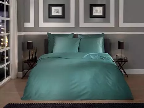 Heckett and Lane Punto 1 постельное белье 240х220см с 2 подушками 60х70см 100% хлопок Мако сатин Минеральный Зеленый Heckett & Lane