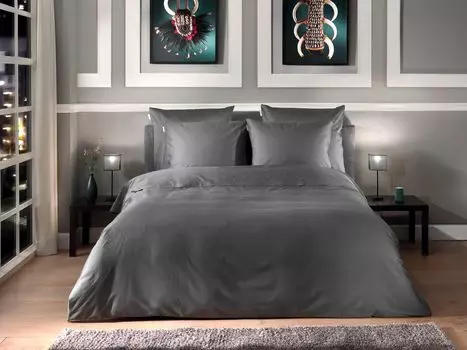 Heckett and Lane Punto 1 постельное белье 260х220см с 2 подушками 60х70см 100% хлопок Мако-Сатин Классик Антрацит Heckett & Lane