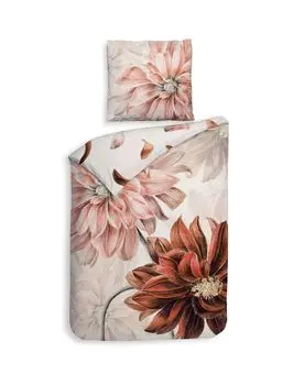 Heckett & Lane Mako Постельное белье сатин 135х200 Flori лепестки лососевый красный двусторонний