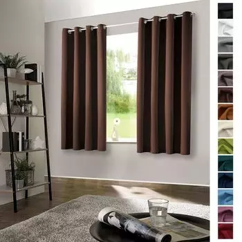Heimtexland 1 пара плотных штор, тепловые шторы, тип шторы с люверсами 139, шоколадно-коричневый, В x Ш 160 x 135 см