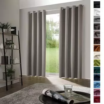 Heimtexland 1 пара плотных штор, тепловые шторы, штора с люверсами тип 139, грязь, В x Ш 245 x 135 см, коричневый