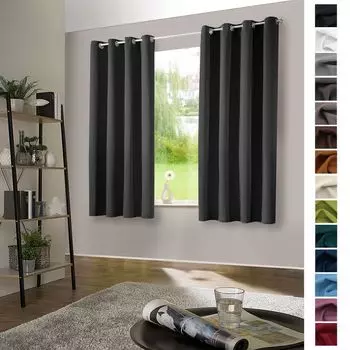 Heimtexland 1 пара плотных штор, термозавесы, шторы с люверсами тип 139, черные, В x Ш 160 x 135 см, черный
