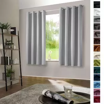 Heimtexland 1 пара плотных штор, термозавесы, шторы с люверсами тип 139, серебристые, В x Ш 160 x 135 см, серебро