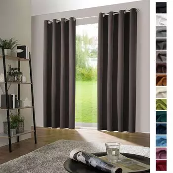 Heimtexland 1 пара плотных штор, термозавесы, шторы с люверсами тип 139, серо-коричневые, В x Ш 245 x 135 см, серый