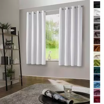 Heimtexland 1 пара затемняющих штор, термозавеса, плотная штора, изолирующая - здоровый образ жизни, штора с люверсами тип 139, серо-белый, В x Ш 145 x 135 см, серый