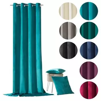 Heimtexland бархатная декоративная штора с подушкой велюровая штора с люверсами непрозрачная штора с бирюзовыйовыми люверсами Type641