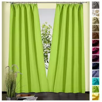 Heimtexland Декоративная штора Хлопковая однотонная штора с рюшами Лента-петли Непрозрачная натуральная лента Type625 Шарф ВxШ 245x135 см Киви
