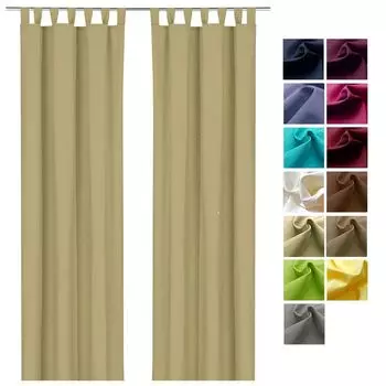 Heimtexland Декоративная штора Хлопковая однотонная штора с рюшами Лента-петля Непрозрачная занавеска натурального типа625 Петля В x Ш 230 x 125 см Серо-коричневый