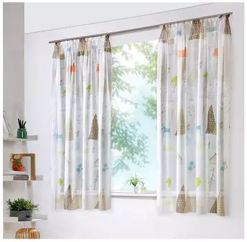 Heimtexland Детская штора Скандинавский льняной вид Натуральная красочная декоративная штора для детской комнаты Прозрачный тип 755 Ленточный шарф В x Ш 145 x 135 см, мультиколор