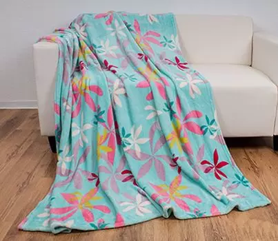 Heimtexland Летнее одеяло. Фланелевое одеяло с яркими цветами. Мягкое одеяло для пикника для девочек, 150x200, Type812, с цветами, синее., синий
