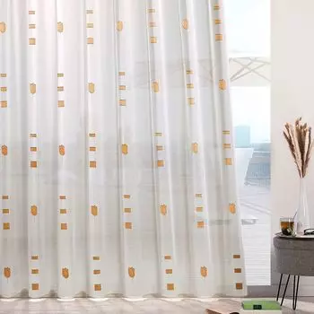 Heimtexland Магазин штор Web Scherli дымчатая лента для штор полупрозрачная свинцовая лента Интернет-магазин готовых штор тюльпан натуральный Тип874 Terra ВxШ 245x250 см, оранжевый