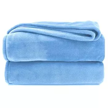 Heimtexland Мягкое одеяло СУПЕР МЯГКОЕ Фланелевое одеяло XL Одеяло для дивана Plain Type 380 Легкая конструкция 200 x 150 см, светло-синий