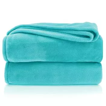 Heimtexland Мягкое одеяло СУПЕР МЯГКОЕ Фланелевое одеяло XL Плед для дивана Простой тип 380 бирюзовый 200 x 150 см