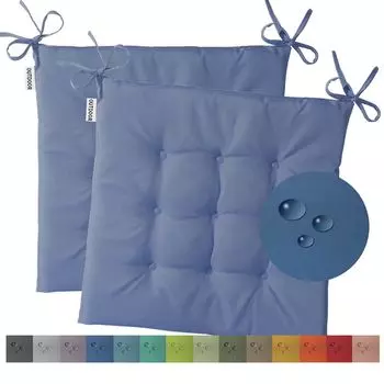 Heimtexland набор из 2 подушек для садовых стульев, подушки для сидения, водоотталкивающие, атмосферостойкие, садовые подушки, 40 x 40 см, стеганое садовое кресло, садовая скамейка, подушка, устойчивая к ультрафиолетовому излучению, тип 551 сини...