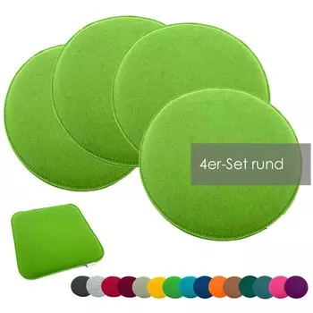 Heimtexland набор подушек для сиденья фетровая подушка для стула подушка для стула фетровая подушка для стула тип631 набор из 4 штук 35 см круглый яблочно-зеленый