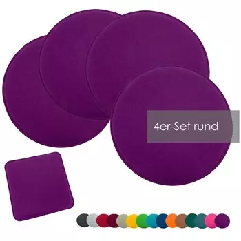 Heimtexland набор подушек для сиденья фетровая подушка для стула подушка для стула фетровая подушка для стула тип631 набор из 4 штук 35 см круглый фиолетовый