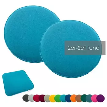 Heimtexland набор подушек для сиденья фетровая подушка для стула подушка для стула фетровая подушка для стула тип631 набор из 2 штук, 35 см, круглые, цвета синего цвета, аква
