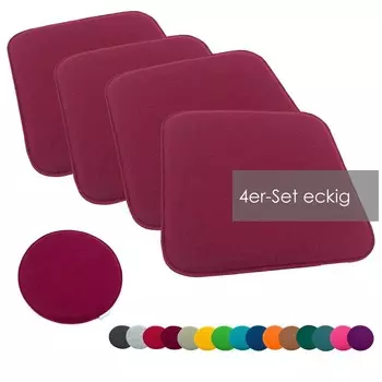 Heimtexland Набор подушек для сидения Фетровая подушка для стула Подушка для стула Фетровая подушка для стула Тип631 Набор из 4 квадратов 35 x 35 см бордо, бордовый
