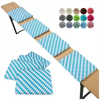 Heimtexland Набор подушек для сидения из 4 подушек для пивной скамейки Набор для пивной палатки Садовые декоративные подушки Тип 859 Бавария, светло-синий