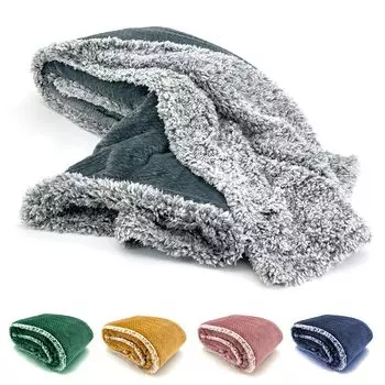 Heimtexland Очень пушистое приятное одеяло из меха шерпы, бархатное фланелевое одеяло, толстое, теплое, 200 x 150 см, тип 781, антрацитово-серый