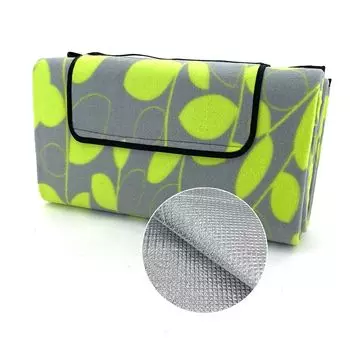 Heimtexland Одеяло для пикника Водонепроницаемый уличный пляжный коврик Спальный коврик Моющееся походное одеяло Складное с ручкой для переноски Фестивальное пляжное одеяло для кемпинга и пикника Type549 Листья лимона 135x170 см