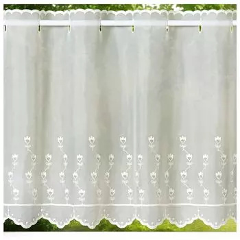 Heimtexland панельная штора-вуаль с вышивкой тюльпан прозрачная декоративная штора загородный дом вышитое украшение для окна тип шторы для бистро 818 натуральный В x Ш 90 x 115 см, бежевый