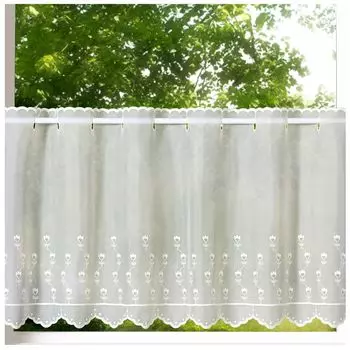 Heimtexland панельная штора-вуаль с вышивкой тюльпан прозрачная декоративная штора загородный дом вышитое украшение для окна тип шторы-бистро 818 натуральный В x Ш 45 x 115 см, бежевый