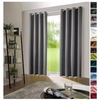 Heimtexland термоплотная штора с люверсами декоративная штора непрозрачная затемняющая тип 139 темно-серая, темно-серый
