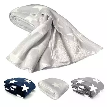 Heimtexland толстое уютное одеяло со звездами, мягкое фланелевое одеяло из шерпа, теплое зимнее одеяло 150x200 XL, тип 855, светло-серый, бежевый