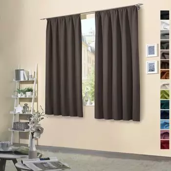 Heimtexland Упаковка из 2 термоплотных штор, защита от солнца, холодоизоляция, плотные шторы, лента с рюшами, тип штор 139, серо-коричневый, В x Ш 145 x 135 см