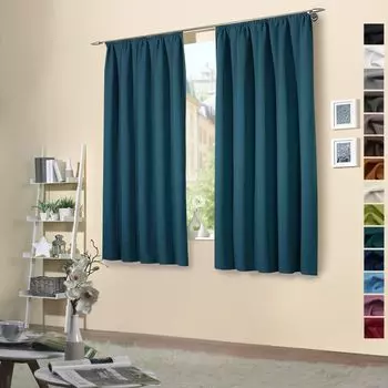 Heimtexland Упаковка из 2 термоплотных штор, защита от солнца, холодоизоляция, плотные шторы, лента с рюшами, тип штор 139, темный бензин, В x Ш 175 x 135 см