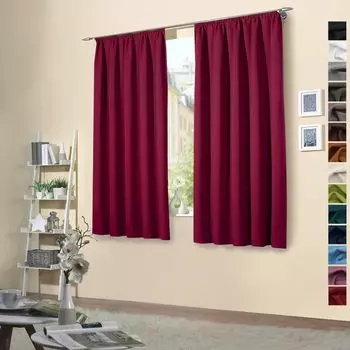 Heimtexland Упаковка из 2 термоплотных штор, защита от солнца, холодоизоляция, плотные шторы, лента с рюшами, тип штор 139 бордовый, В x Ш 145 x 135 см
