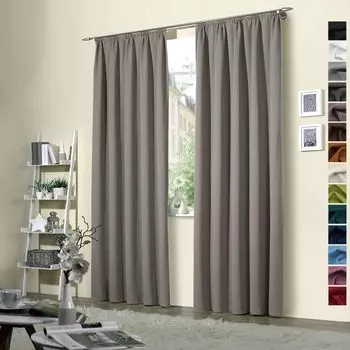 Heimtexland Упаковка из 2 термоплотных штор, защита от солнца, холодоизоляция, плотные шторы, лента с рюшами, тип штор 139, грязь, В x Ш 245 x 135 см, коричневый