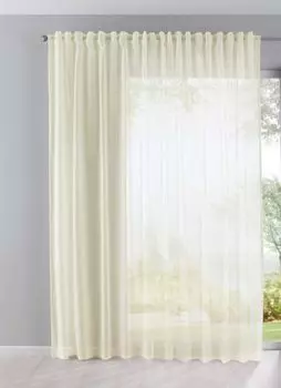 Heimtexland Жаккардовые шторы для магазинов Цветы Белая лента с рюшами Готовая штора Тип43 100х450 см Astek, бежевый