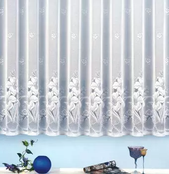 Heimtexland Жаккардовые шторы для магазинов Цветы Белая лента с рюшами Готовая штора Тип43 220x300 см, белый