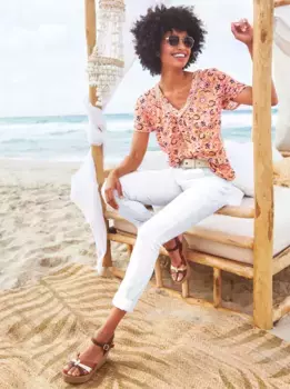 Heine блузка-комбинация, цвет Papaya-Marine-Bedruckt