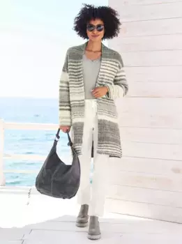 Heine кардиган, цвет Ecru-Grau-Geringelt