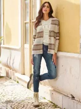 Heine кардиган, цвет Ecru-Taupe-Gestreift