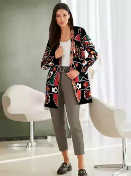 Heine кардиган, цвет Schwarz-Papaya-Gemustert