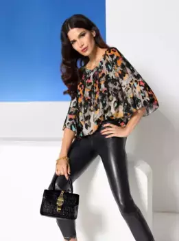 Heine Кармен блузка, цвет Sesam-Mandarine-Bedruckt